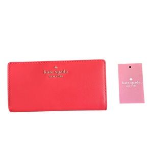 NEW Kate Spade Staci Large Slim Bifold Leather Wallet Red Gazpacho